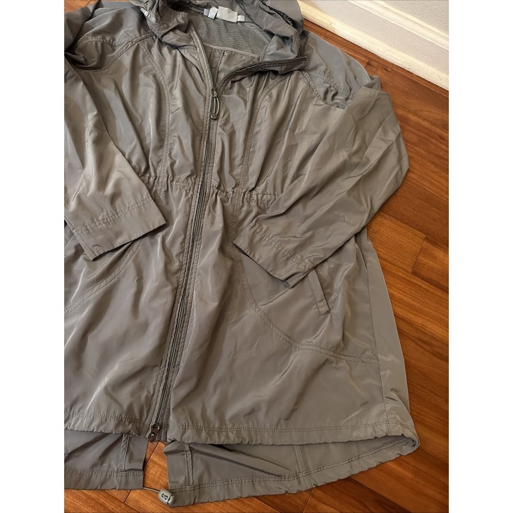 Athleta Sage Green Women's Zip Up Long Jacket Size XL Hooded Lightweight - Picture 2 of 7